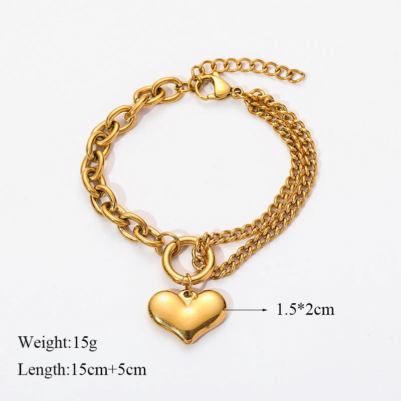 Pulsera de acero inoxidable 316L con dijes de estrellas de mar, luna y estrellas doradas – Cadena de muñeca moderna para mujer, regalo de joyería para fiestas