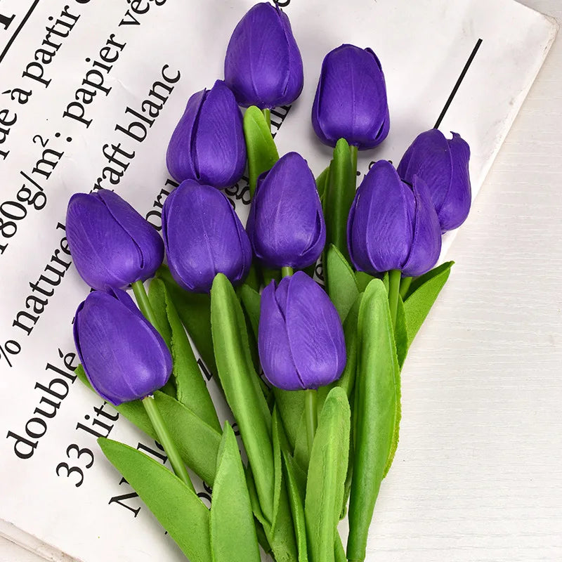 3/5/10/20pcs Real Touch Artificial Tulip Flowers – Realistic Faux Tulip Bouquet for Wedding Decor, Home Decoration, Floral Arrangements & DIY Projects