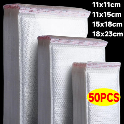 Sobres de burbujas blancos – Sobres de envío acolchados impermeables con autocierre, bolsas de embalaje de burbujas gruesas para envíos seguros (11/15/23 cm)