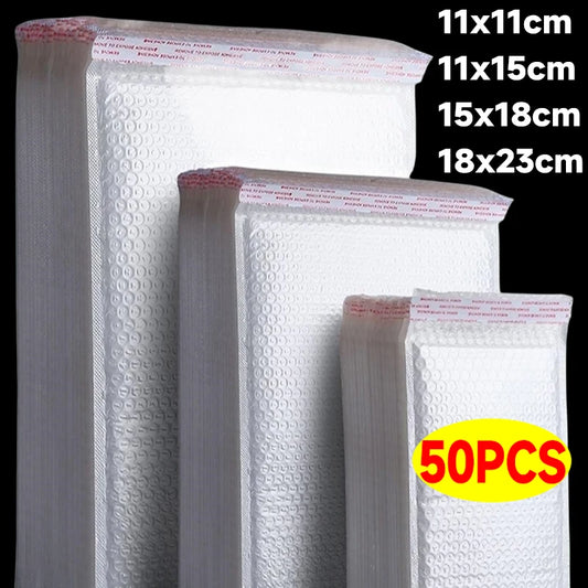 Sobres de burbujas blancos – Sobres de envío acolchados impermeables con autocierre, bolsas de embalaje de burbujas gruesas para envíos seguros (11/15/23 cm)