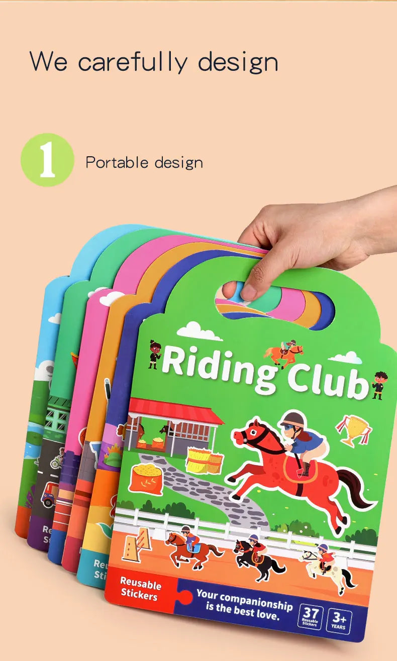 Libro de pegatinas DIY para niños – Libro de actividades de pegatinas de escenas de burbujas reutilizables, juguete portátil y silencioso, manualidades creativas de aprendizaje de pegatinas de gelatina para niños