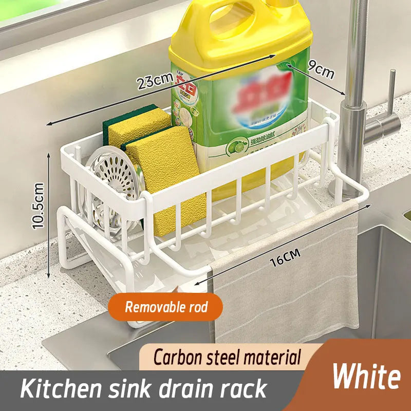 Soporte de esponja de acero inoxidable para fregadero – Escurridor de cocina y organizador de jabón para almacenamiento en el fregadero