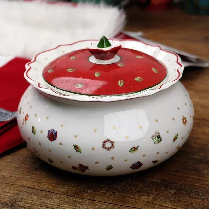 VB Cutlery Christmas Series Dining Collection – Decorative Plates, Deep Soup Bowls, Sugar Pots & Storage Containers