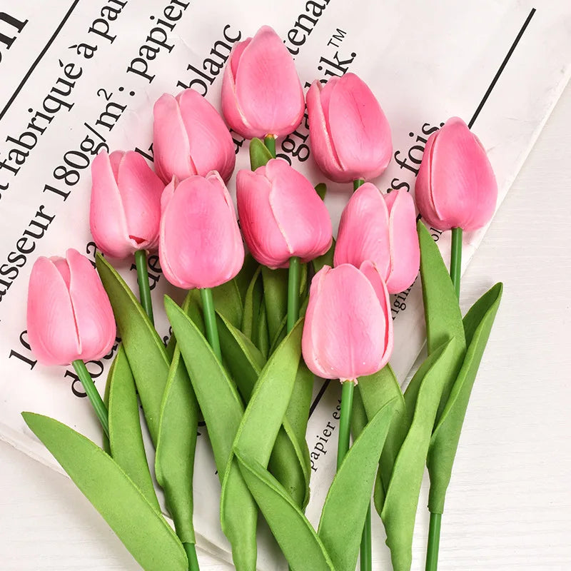 3/5/10/20pcs Real Touch Artificial Tulip Flowers – Realistic Faux Tulip Bouquet for Wedding Decor, Home Decoration, Floral Arrangements & DIY Projects