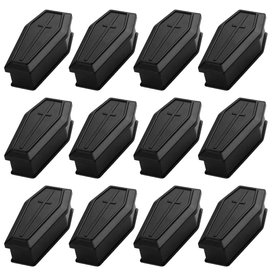 6/12PCS Halloween Coffin Treat Boxes – Plastic Prank Candy Gift Boxes for Trick-or-Treat, Haunted House Decorations, Halloween Parties & DIY Crafts