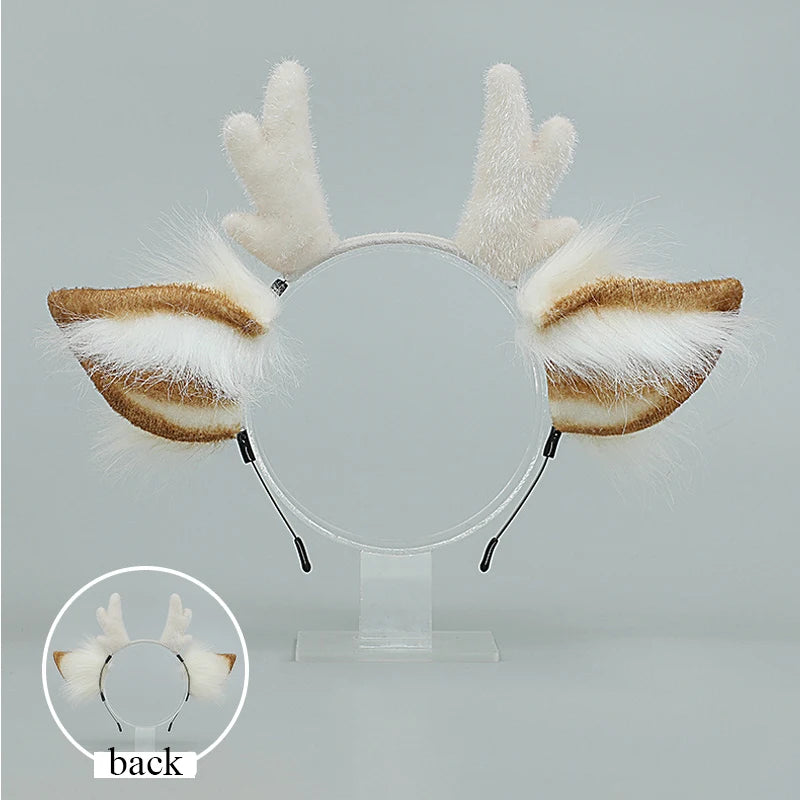 Cute Plush Deer Antler Headband for Women – Christmas Cosplay Lolita Hair Hoop Party Accessory