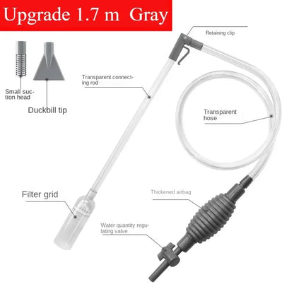 Aquarium Siphon Gravel Vacuum Cleaner – Large Fish Tank Water Changer with Sand Cleaning Kit & Extension Tube for Easy Maintenance