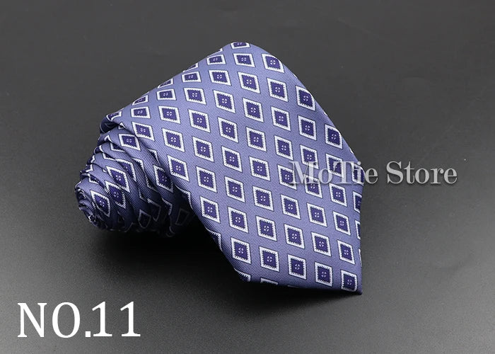 Men's 7.5cm Soft Silk Necktie – Floral & Dot Pattern Tie for Weddings, Business, Parties & Formal Wear