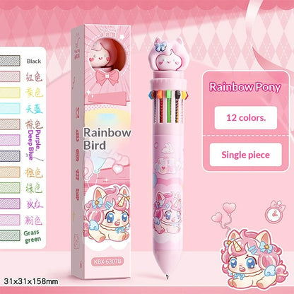 10/12-Color Kawaii Capybara Ballpoint Pen – Cute Cartoon Multicolor Writing Pen for Notes, Drawing, School Supplies & Student Gifts