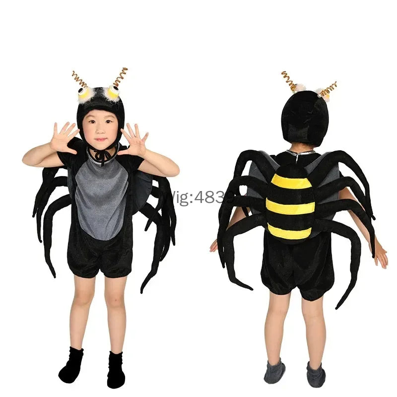 Kids Spider Animal Cosplay Costume – Boys & Girls Cartoon Animal Jumpsuit for Halloween, Party, Stage Performance & Dress-Up