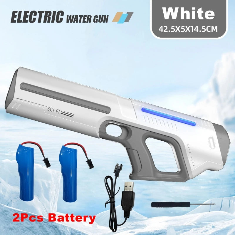Pistolet à Eau Électrique pour Adultes – Puissant Lanceur d'Eau Automatique avec Grand Réservoir d'Eau pour Piscine d'Été, Plage et Jeux Aquatiques Extérieurs