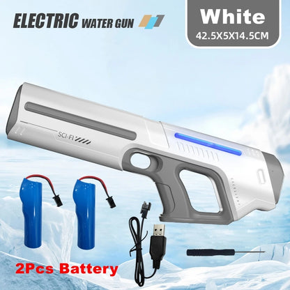 Pistolet à Eau Électrique pour Adultes – Puissant Lanceur d'Eau Automatique avec Grand Réservoir d'Eau pour Piscine d'Été, Plage et Jeux Aquatiques Extérieurs