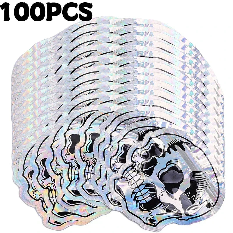 10-100PCS Halloween Skull Treat Bags, Laser Printed Self Sealing Gift Packaging Pouches, Reusable Candy Bags for Cookies, Jewelry, Halloween Party Favors and Trick or Treat Gifts