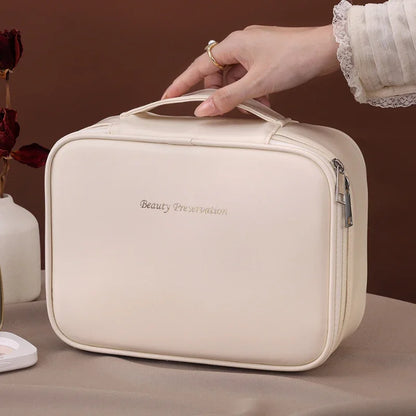 Bolsa de cosméticos de gran capacidad para mujer – Organizador de maquillaje de lujo portátil, neceser de viaje para productos esenciales de belleza, cuidado de la piel, cosméticos y accesorios personales