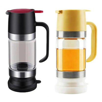 Glass Syrup Dispenser Bottle – Press-Top Honey & Syrup Container with No-Drip Spout, BPA-Free Design for Kitchen & Barbecue