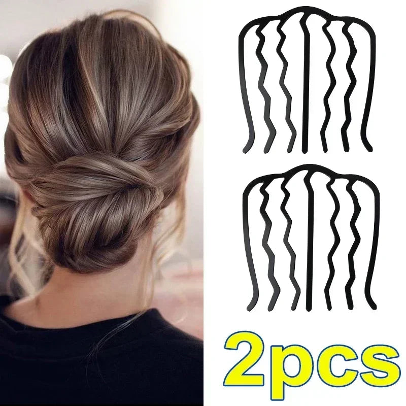 1/3PCS Black Metal Hair Fork Clips – Women's & Girls' Hair Pin Comb for Messy Buns, Updos & Side Styling, Elegant Hair Accessories