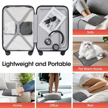 Electric Foot Heating Pad – USB Rechargeable Plush Foot Warmer with Soft Washable Cover, Cozy Winter Foot Warming Mat for Home & Bedroom
