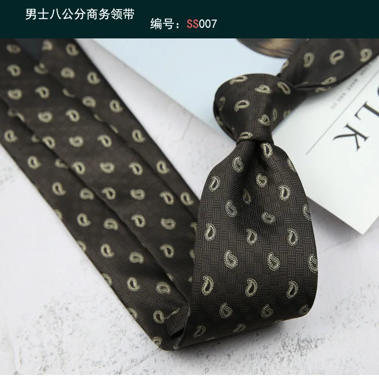 Corbata de hombre de 8 cm con rayas tejidas, formal de negocios para bodas, oficina y fiestas