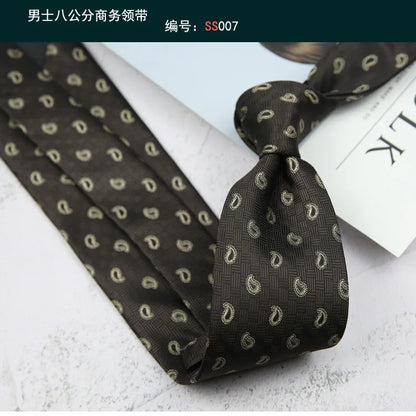 Corbata de hombre de 8 cm con rayas tejidas, formal de negocios para bodas, oficina y fiestas