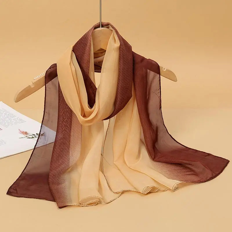 Women's Printed Chiffon Scarf Shawl – Lightweight Silk-Feel Long Wrap for Beach, Travel & Outdoor Wear, Fashion Headband Accessory