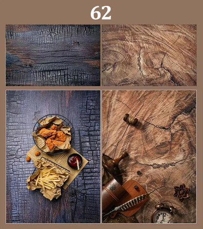 Double-Sided Wood Grain & Marble Photography Backdrop Board 57 × 87 cm – Waterproof Photo Background for Product Photography