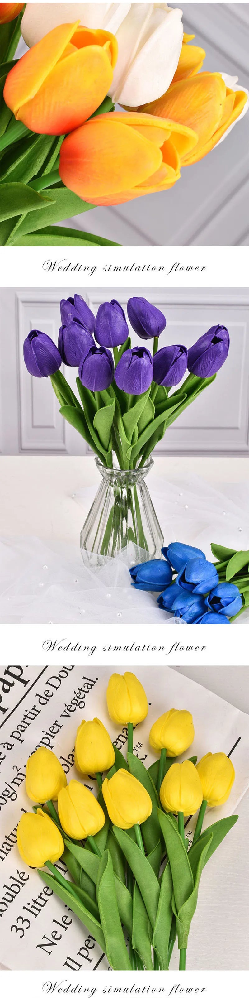 3/5/10/20pcs Real Touch Artificial Tulip Flowers – Realistic Faux Tulip Bouquet for Wedding Decor, Home Decoration, Floral Arrangements & DIY Projects