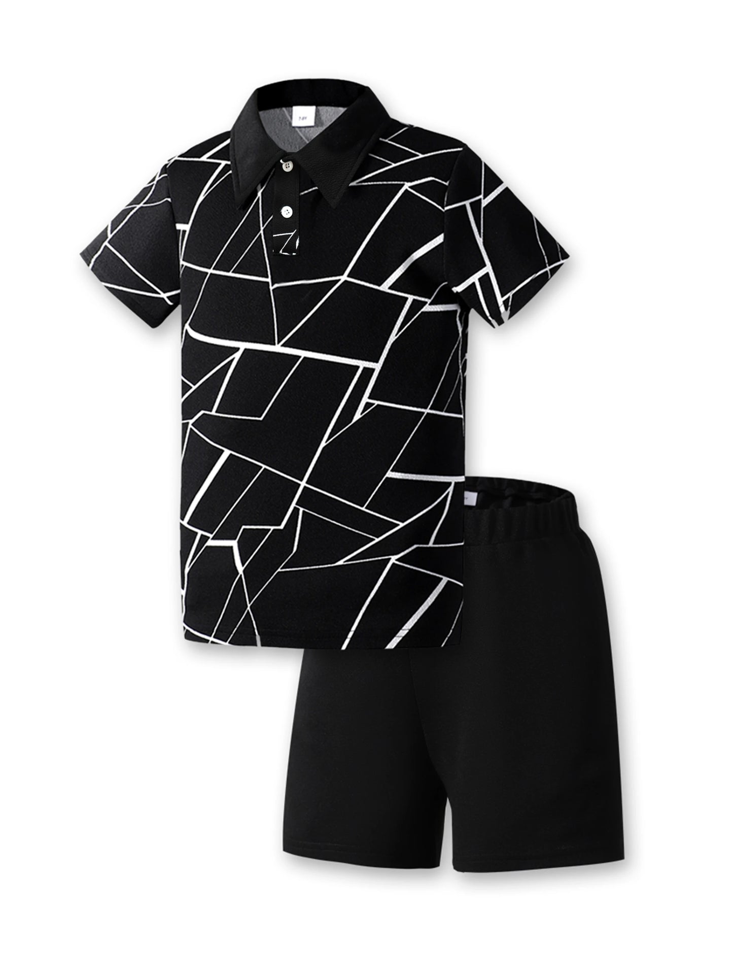 Conjunto de verano de 2 piezas para chicos preadolescentes: camiseta gráfica blanca y pantalón corto casual