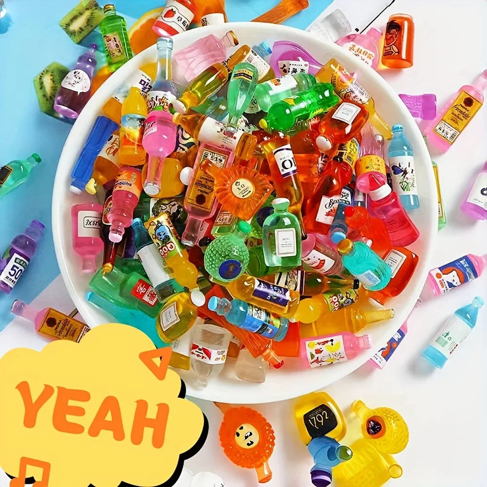 50 mini bouteilles de boisson miniatures – Décorations DIY de petites bouteilles de vin pour l'artisanat miniature et les coques de téléphone