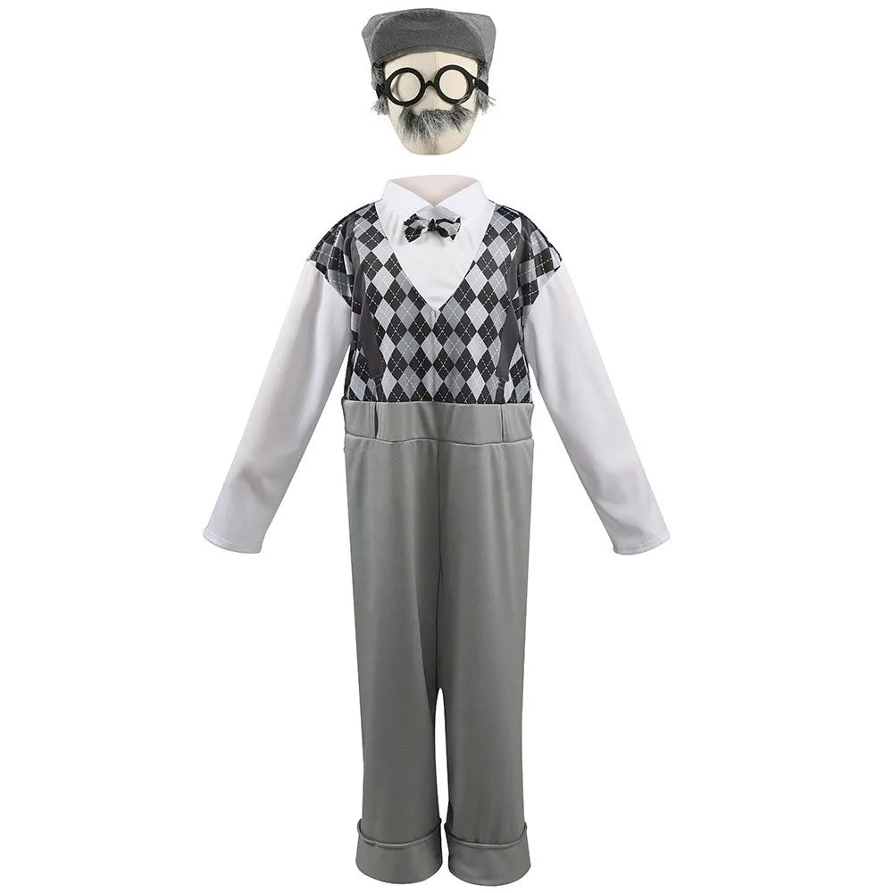 Halloween Children’s Cosplay Costumes – Grandpa & Centenarian Character Performance Wear for Kids Dress-Up & Stage Play