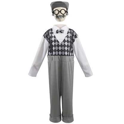 Halloween Children’s Cosplay Costumes – Grandpa & Centenarian Character Performance Wear for Kids Dress-Up & Stage Play