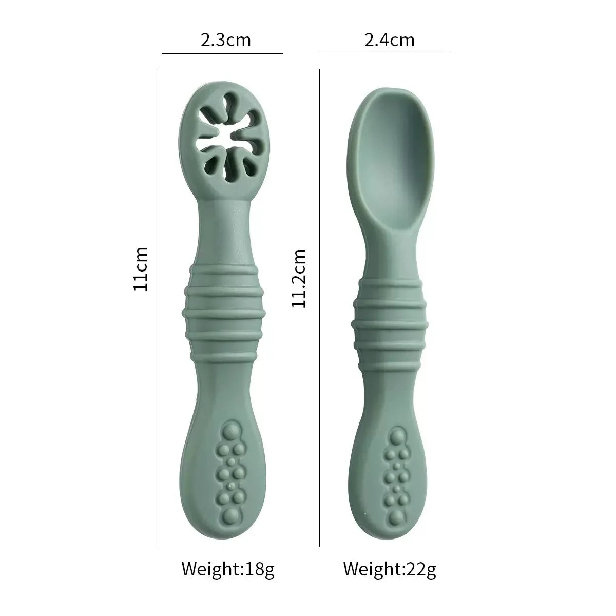 Lot de cuillères d'alimentation en silicone pour bébé – Cuillère douce à double embout pour purées, céréales de riz et sevrage autonome