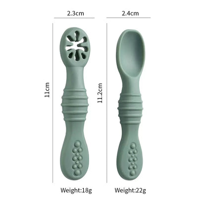 Lot de cuillères d'alimentation en silicone pour bébé – Cuillère douce à double embout pour purées, céréales de riz et sevrage autonome