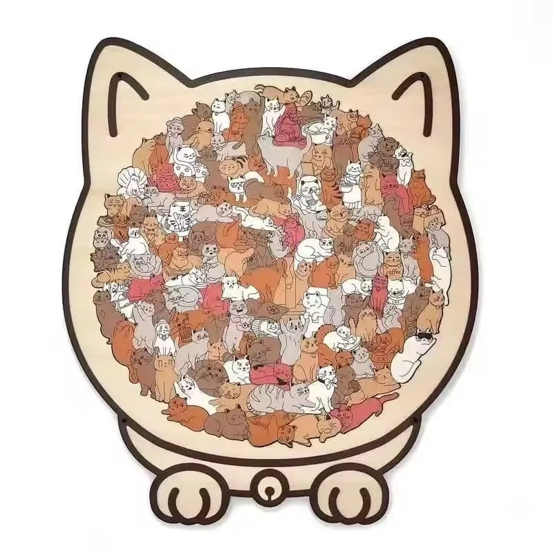 Puzzle en bois Montessori animaux – Jouet empilable chat, jeu de casse-tête éducatif pour enfants, jouet d'apprentissage créatif en bois, travaux manuels de peinture et décoration de chambre