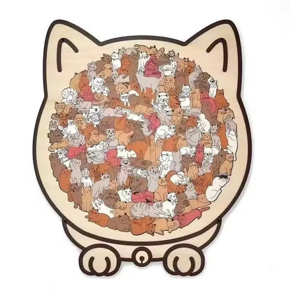 Puzzle en bois Montessori animaux – Jouet empilable chat, jeu de casse-tête éducatif pour enfants, jouet d'apprentissage créatif en bois, travaux manuels de peinture et décoration de chambre
