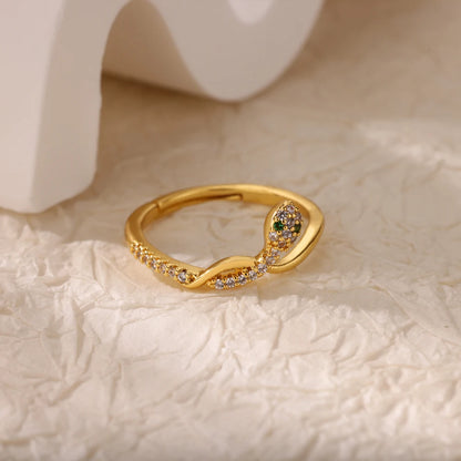 Anillo de circonita de acero inoxidable ajustable con diseño de ojo turco – Anillo de boda geométrico de color dorado para mujer | Regalo de joyería de lujo de moda
