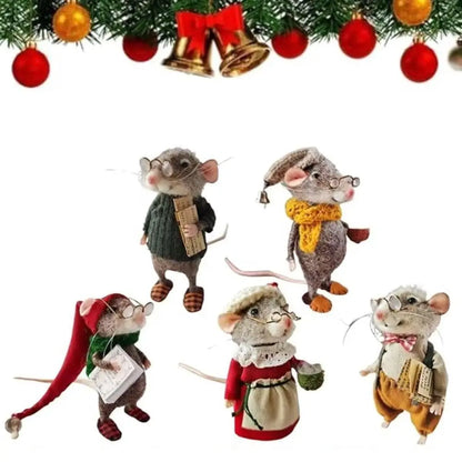 Needle Felted Mouse Christmas Ornament – Cute Wool Felt Mouse Hanging Decoration, Handmade Craft Decor for Christmas Tree & Home