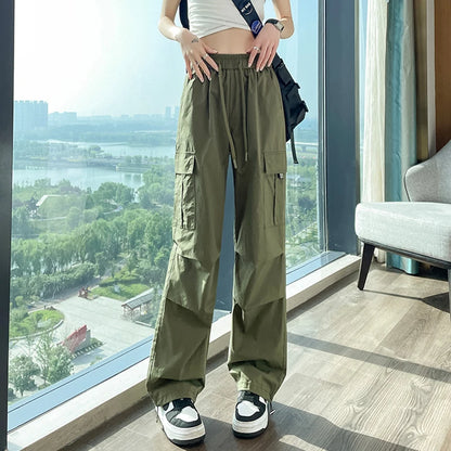 Pantalones Joggers para Mujer, Casuales, Elegantes, Rectos, con Bolsillos, Cintura Alta Elástica, Ropa Urbana, Pantalones Ajustados Finos de Verano