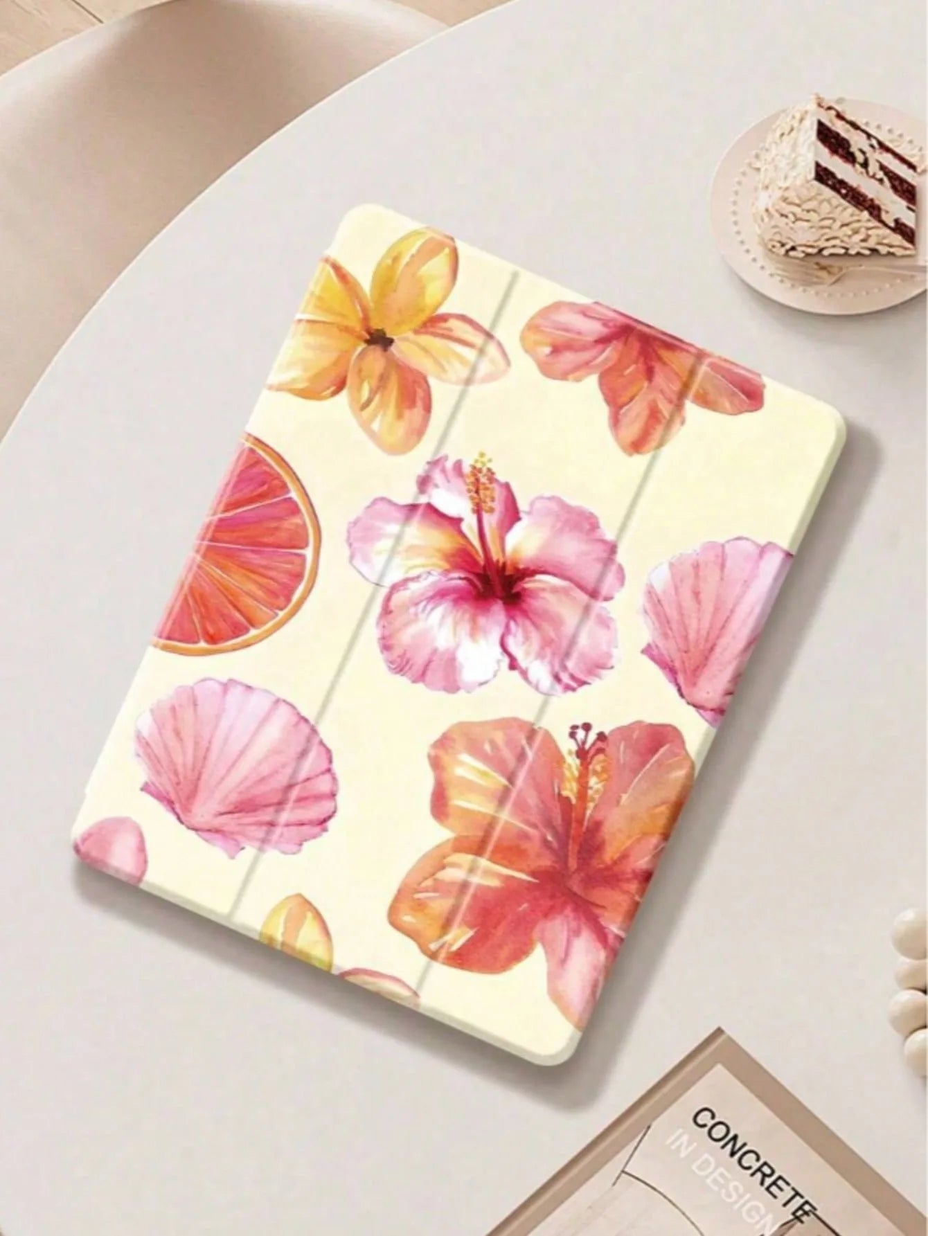 INS Hibiscus Flower iPad Case – Floral Trifold Cover for iPad Pro 10.2/11, iPad Pro 2020, iPad 6th/7th/8th/9th Gen, iPad Air 3/4/5 & Air 11