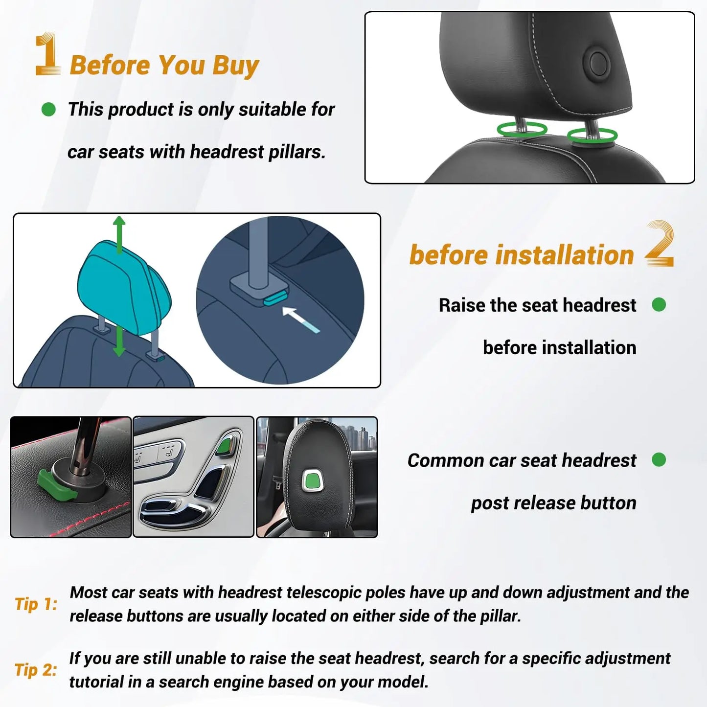 Adjustable Memory Foam Car Headrest Pillow – 180° Rotating Neck Support Cushion for Travel, Road Trips & Comfortable Car Sleeping