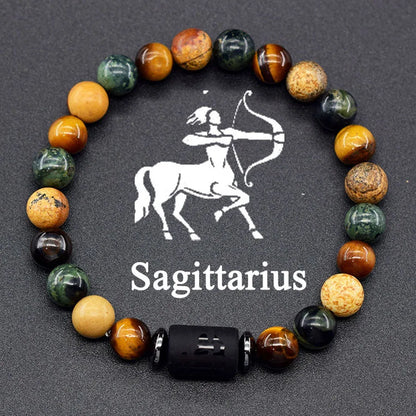 Pulsera de constelación de 12 signos del zodiaco – Brazalete con dije de astrología para hombres y mujeres | Regalo de joyería de amistad Aries, Virgo, Leo y Libra