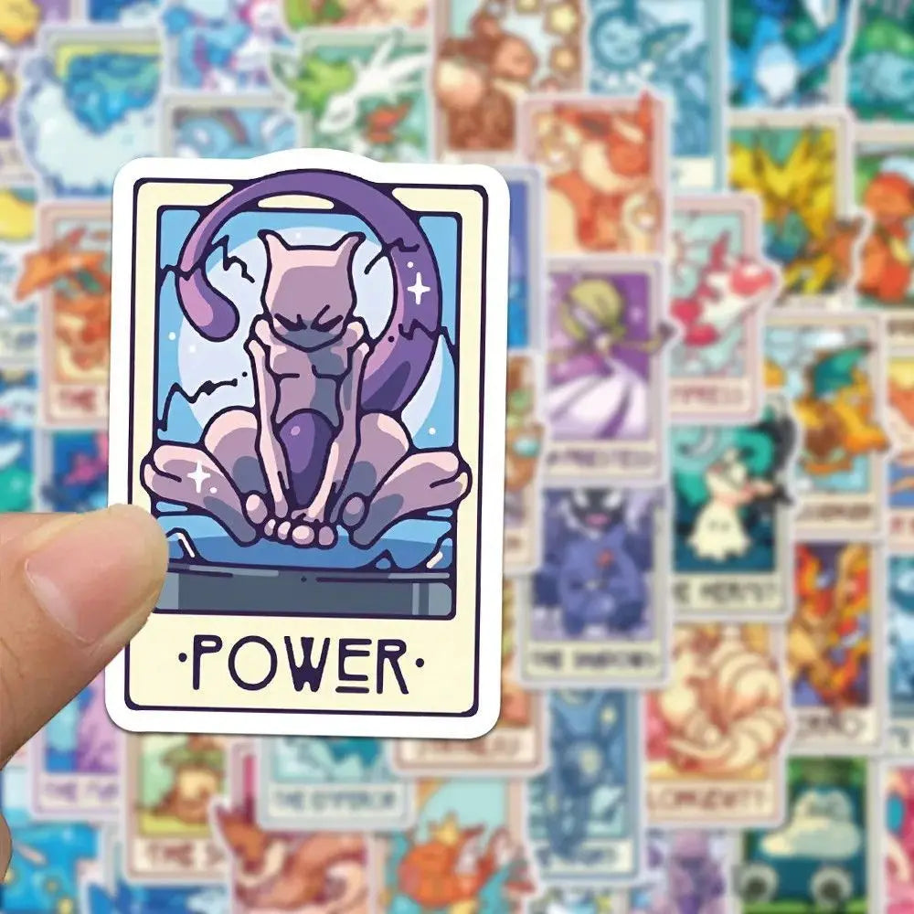 60PCS Pokémon Tarot Card Stickers – Waterproof Cute Cartoon Decals for Phone, Laptop & Notebook