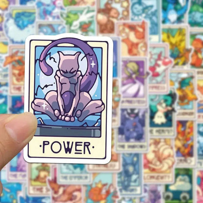 60PCS Pokémon Tarot Card Stickers – Waterproof Cute Cartoon Decals for Phone, Laptop & Notebook