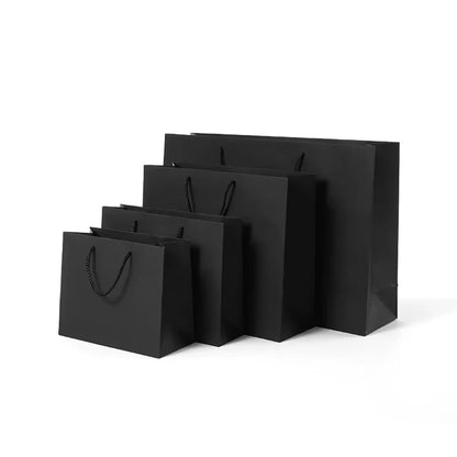 Premium Black Kraft Paper Gift Bag – Reusable Shopping & Gift Packaging for Weddings, Christmas, Parties, Cookies, Candy, Clothing & Special Occasions