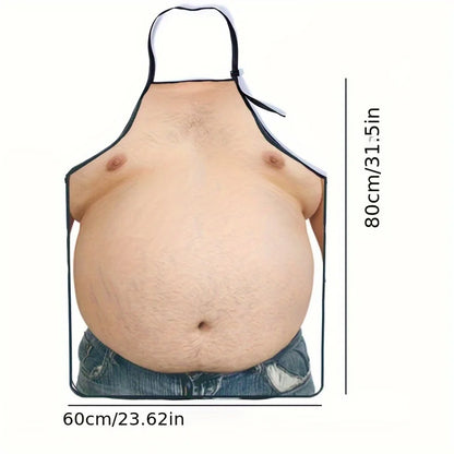 Adjustable Funny Belly Print Apron – 100% Polyester Woven Kitchen Apron for Cooking, Baking & Home Use