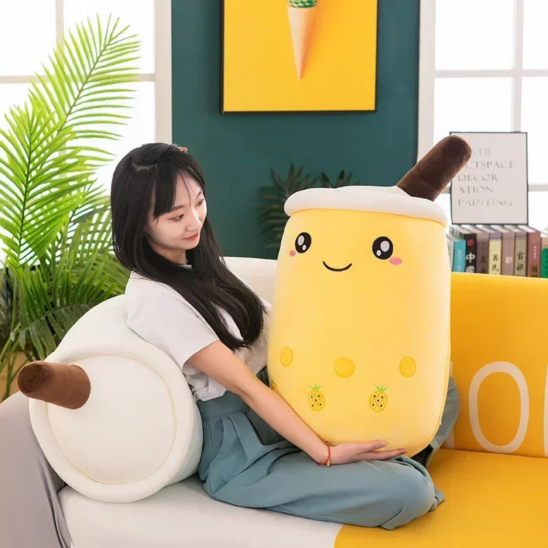 Giant Bubble Tea Plush Pillow – 22–70cm Squishy Milk Tea Boba Stuffed Toy Fruit Drink Bottle Decor Gift