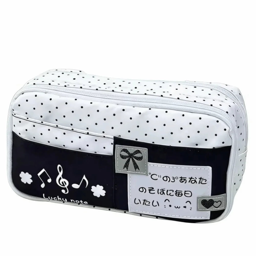 Trousse à crayons Chat à pois – Sac à stylos mignon grande capacité multi-couches, Organisateur de papeterie élégant pour l'école, le bureau et l'utilisation quotidienne