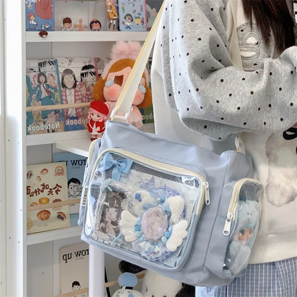 Bolso bandolera transparente de moda – Bolso de hombro Ita de gran capacidad para niñas, bolso mensajero de estilo escolar a la moda, bolso Kawaii versátil para uso diario y accesorios