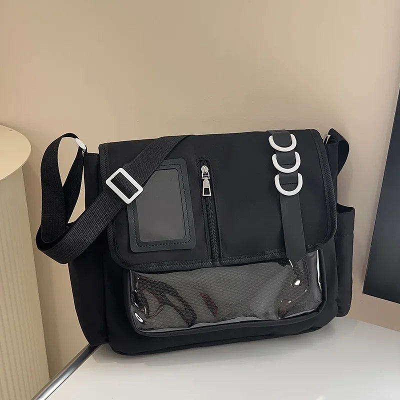 Bolso Bandolera con Lazo Estilo Universitario – Bolso de Hombro de Gran Capacidad para Chicas, Bolso Ita de Moda JK, Bolso de Mano con Acento de Lazo para Libros Escolares, Material Escolar y Uso Diario
