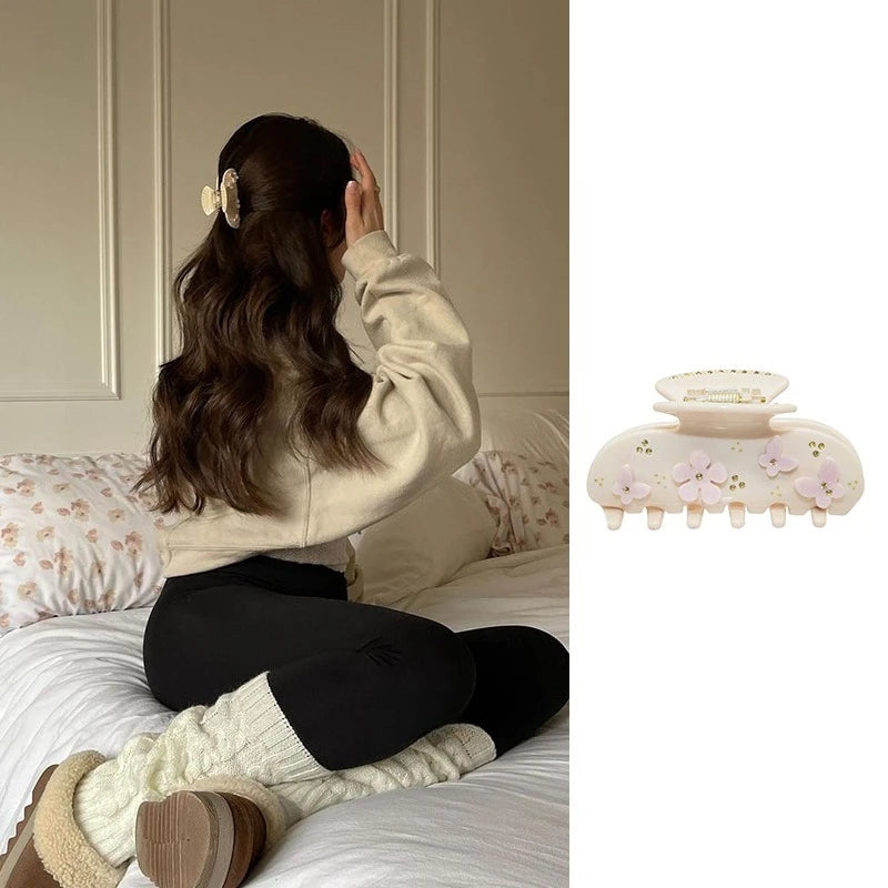 Pinzas para el pelo de cereza bonitas – Pinzas para el pelo de acetato con diamantes de imitación de frutas, flores y mariposas para mujeres y niñas | Accesorios para el pelo de moda Kawaii
