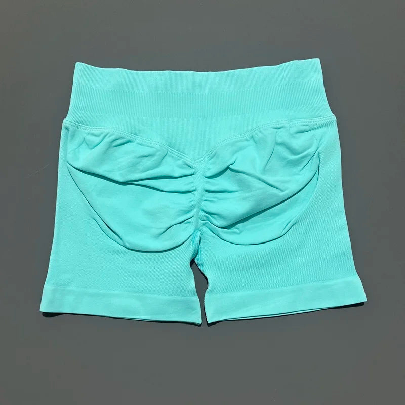 Pantalones cortos de gimnasio sin costuras con efecto Scrunch Butt para mujer – Pantalones cortos de yoga de cintura alta para correr, entrenar, fitness y ropa deportiva